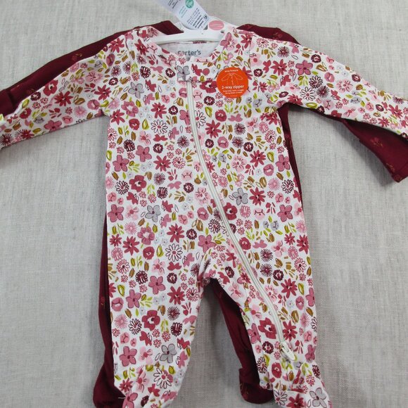 Lot of 4 Carter's Just One You One Piece Baby Girl's Newborn Multi Floral Zip Up - Picture 5 of 7